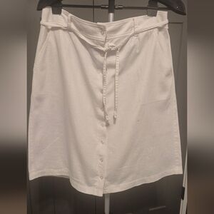 Eddie Bauer White Button Front Skirt Cotton/linen Size 12